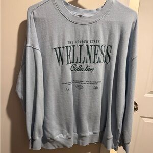 Old Navy Light Blue Crewneck Sweatshirt with Wellness Collective Graphic